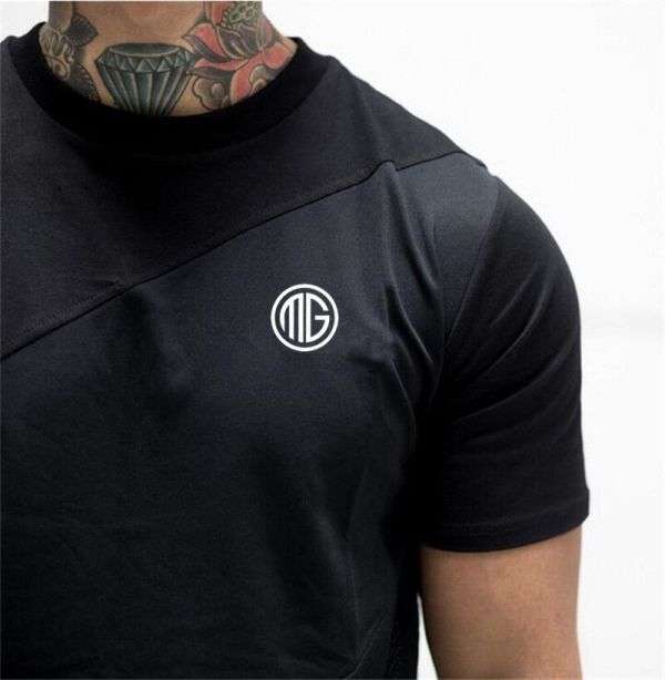 Men Slim Fitness T Shirts Bodybuilding Sports Gym Wear Quick Dry Workout Clothes