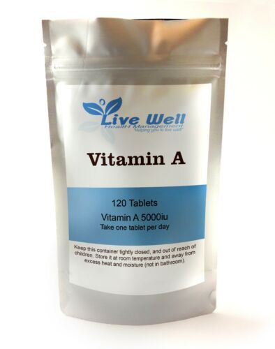 Vitamin A 5000IU High Strength Supplement for Normal Skin & Vision 120 Tablets